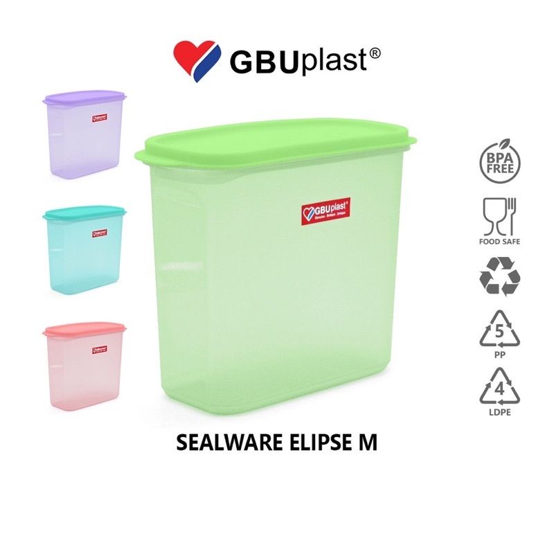 GBU Plast Toples Elipse Medium 1500 ml Tempat Makanan Kedap Udara BPA Free Food Safe Sealware