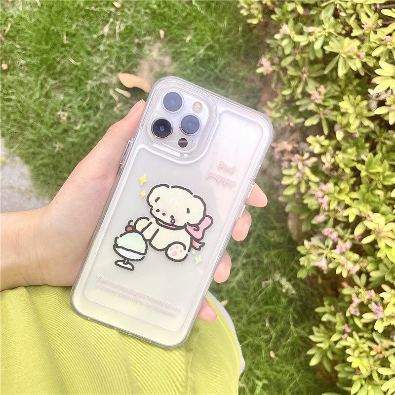 IPHONE Casingcover TPU Transparan Lembut Anjing Lucu Kompatibel Untuk Iphone14 13 12 11 Pro XS Max X XR 78 6 6S Plus Shockproof CasingCover