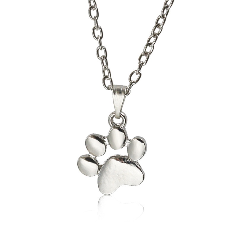 Fashion Lucu Hewan Peliharaan Anjing Jejak Kaki Anjing Paw Rantai Liontin Kalung Kalung &amp; Liontin Perhiasan Wanita Sweater Necklace