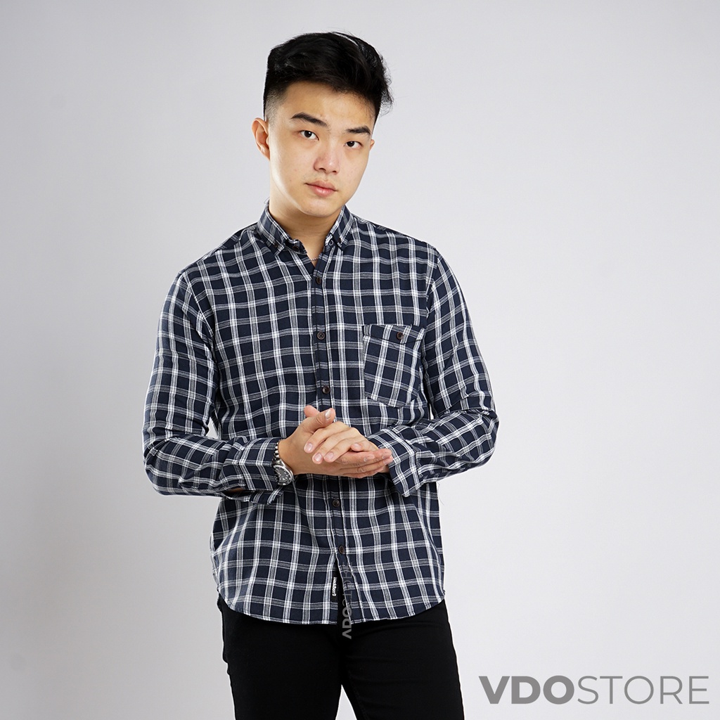 KEMEJA FLANEL PRIA 12B DOUBLE CASUAL NAVY - M L XL XXL 3XL - KEMEJA LENGAN PANJANG VDOSTORE DEWASA BAJU FLANNEL TANGAN PANJANG HITAM NAVY ABU MOTIF KEMEJA COWOK MURAH DEWASA SANTAI TEBAL KUALITAS IMPORT BAJU CATUR PANEL FANEL