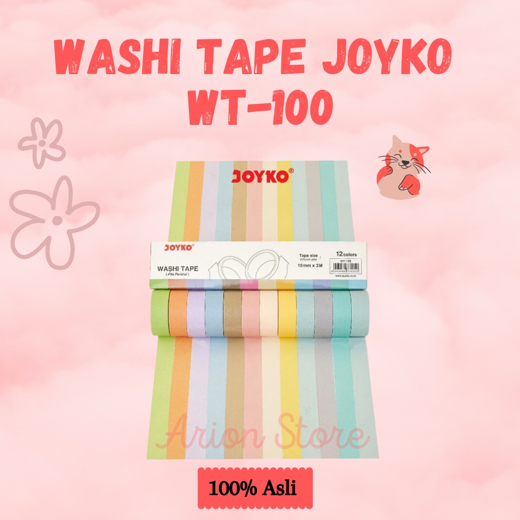 [ARION STORE] Washi Tape / Isolasi Washi Tape WT-100 Joyko / Isolasi Motif [SET]