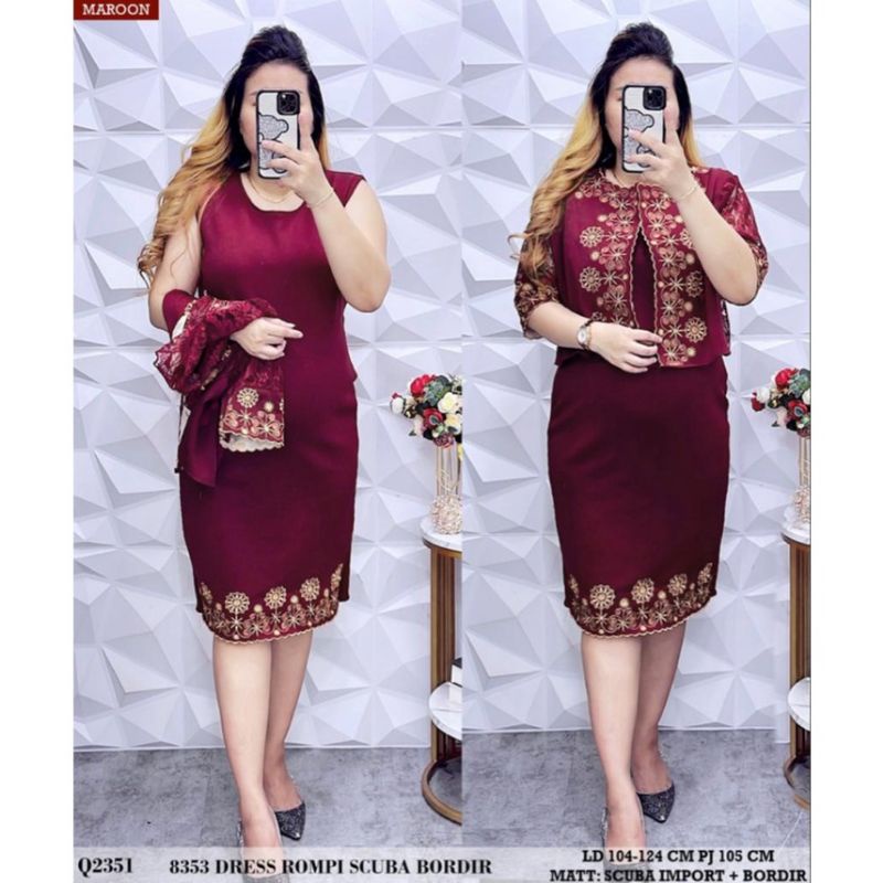 DRESS PESTA WANITA SCUBA IMPORT MIX BLAZER LEPAS SCUBA FIT LD 104-124#8353