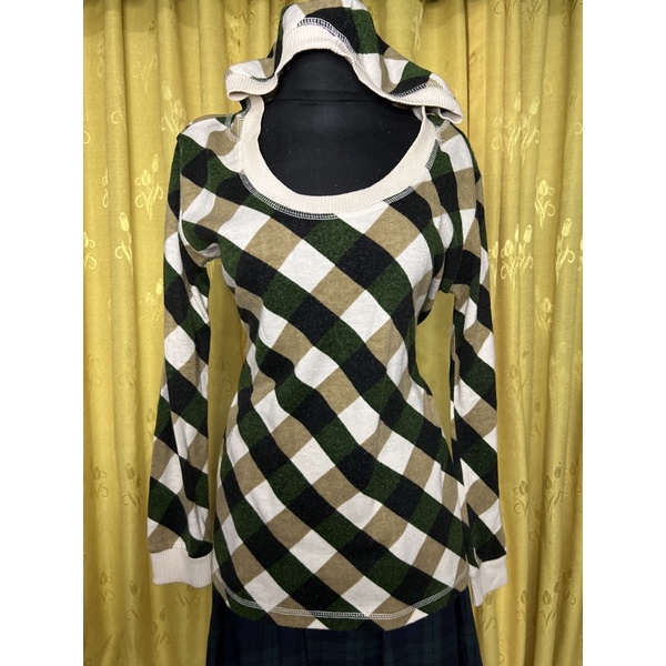 Sweater Hoodie Motif kotak