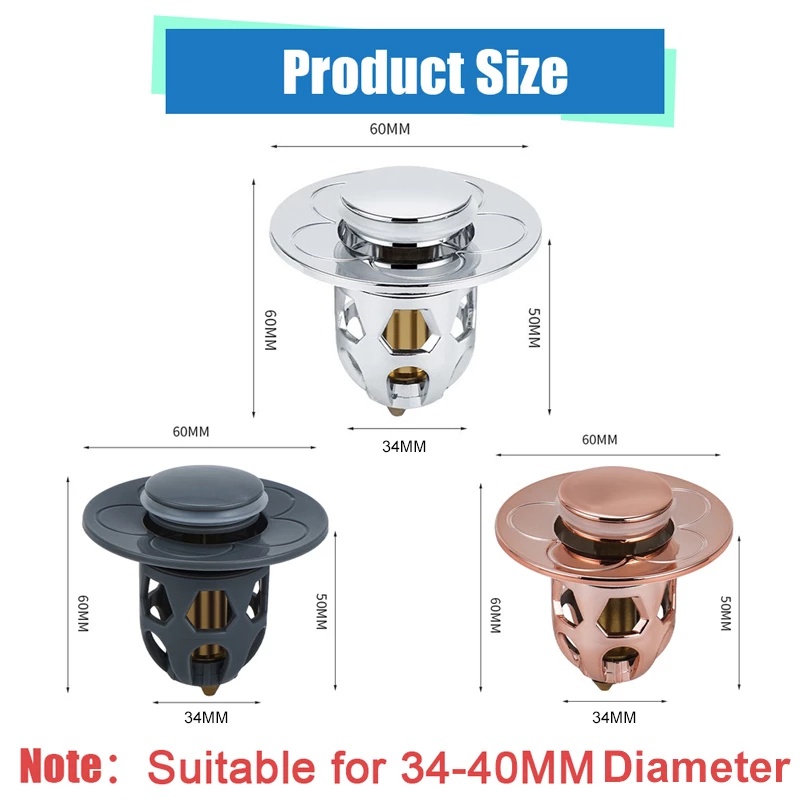 Saringan Wastafel Tipe Tekan Anti Bau Floor Drain Filter Wastafel Bounce Core Pipa Anti Sumbat Drainase Bathtub Hair Fur Trapper Untuk Toilet Kamar Mandi Dapur