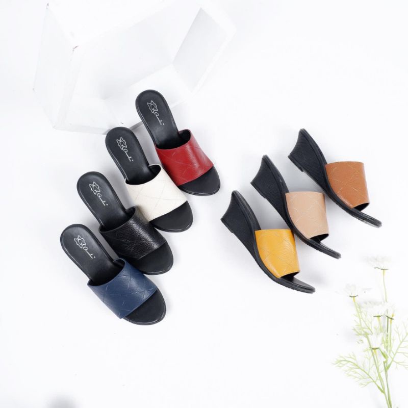 GENUINE LEATHER - DINAR Series Sandal Wedges Wanita Kulit Asli