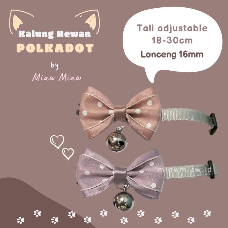 Kalung Kucing Pita Lonceng Polkadot by Miaw Miaw