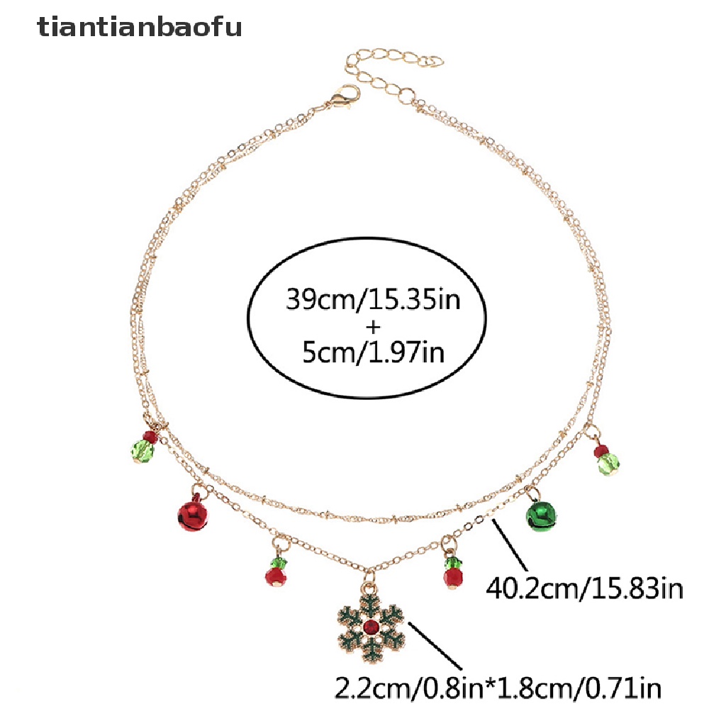 [tiantianbaofu] Halus Warna-Warni Lonceng Kristal Pohon Natal Liontin Kalung Untuk Wanita Fashion Klavikula Rantai Kalung Perhiasan Xmas Tahun Baru Hadiah Butik