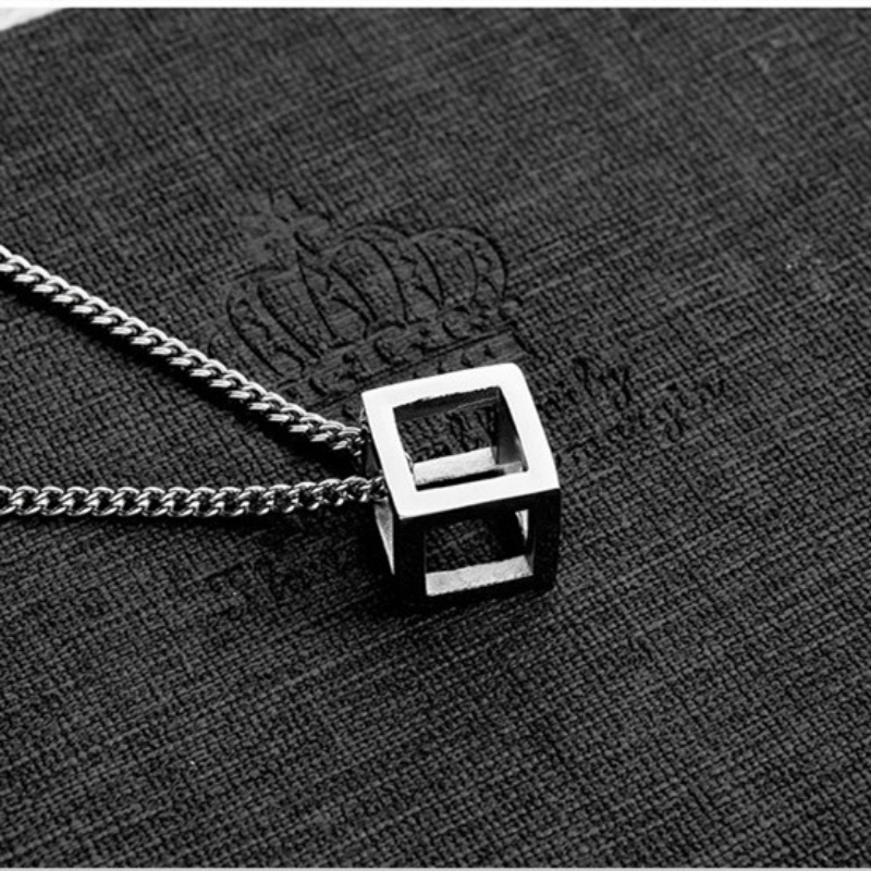 Candy Jewelry Fashion Titanium Steel Necklace Cube Pendants Necklaces for Couple Men Women