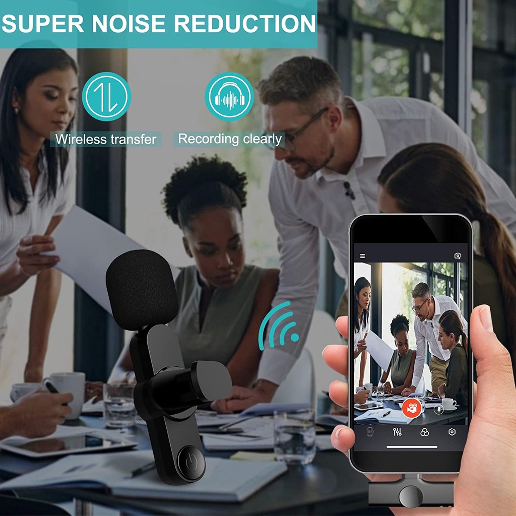 Topspot Mikrofon Nirkabel Lavalier Mic Portabel Audio Video pembuatan Rekaman Wireless Microphone HP Klip Untuk IPhone Android Live Game Mobile