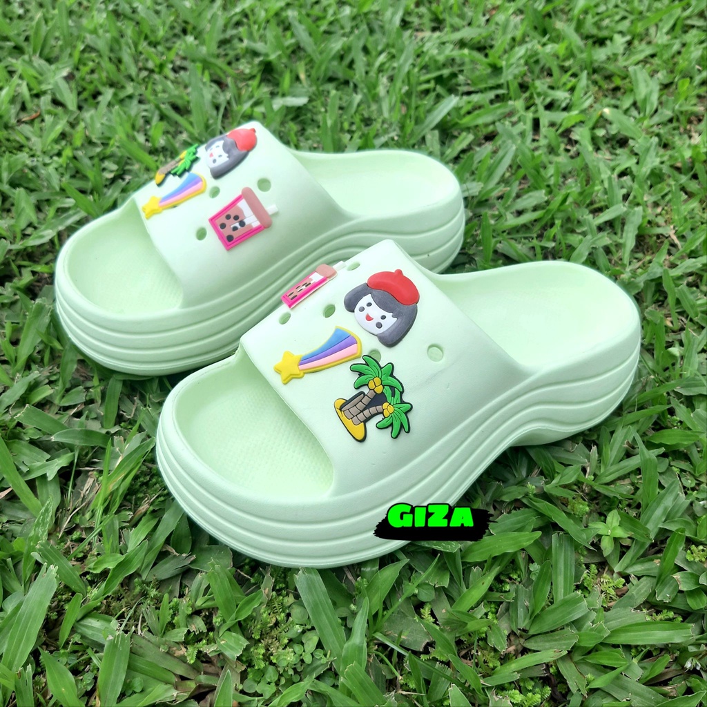 Sandal Fuji Tebal Sandal Jelly Wanita Sandal Wedges Rubber EVA Slip on