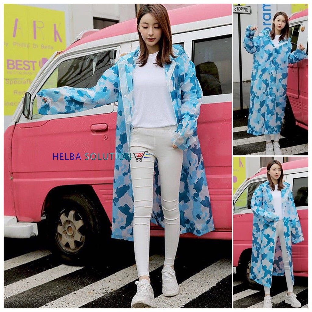 Jas Hujan Model Terusan Wanita Dewasa Dan Remaja Mantel Hujan Modis Kekinian Woman Fashion Raincoat