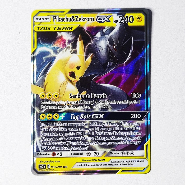 Kartu Pikachu & Zekrom Gx Tag Team 032/205 Ac3A - Kartu Pokemon Indonesia