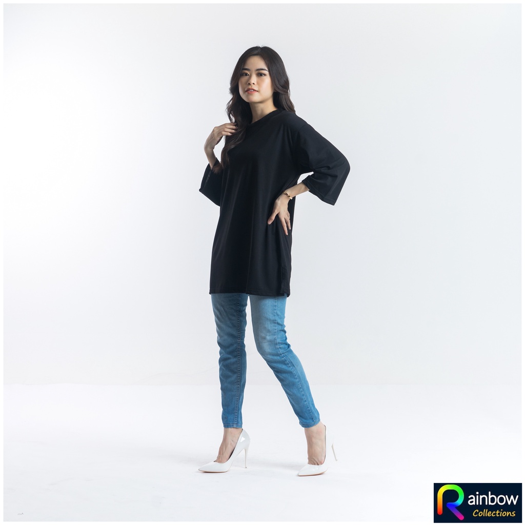 RAINBOW - KAOS POLOS OVERSIZE HIJAB WANITA TANGAN 3/4 BAJU OVERSIZED BIG SIZE PREMIUM