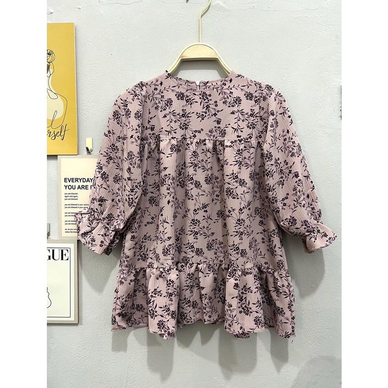 Jimmedy.id - Dress Anak Perempuan Korea Bunga Bahan Crincle Premium Umur 3-8 Tahun