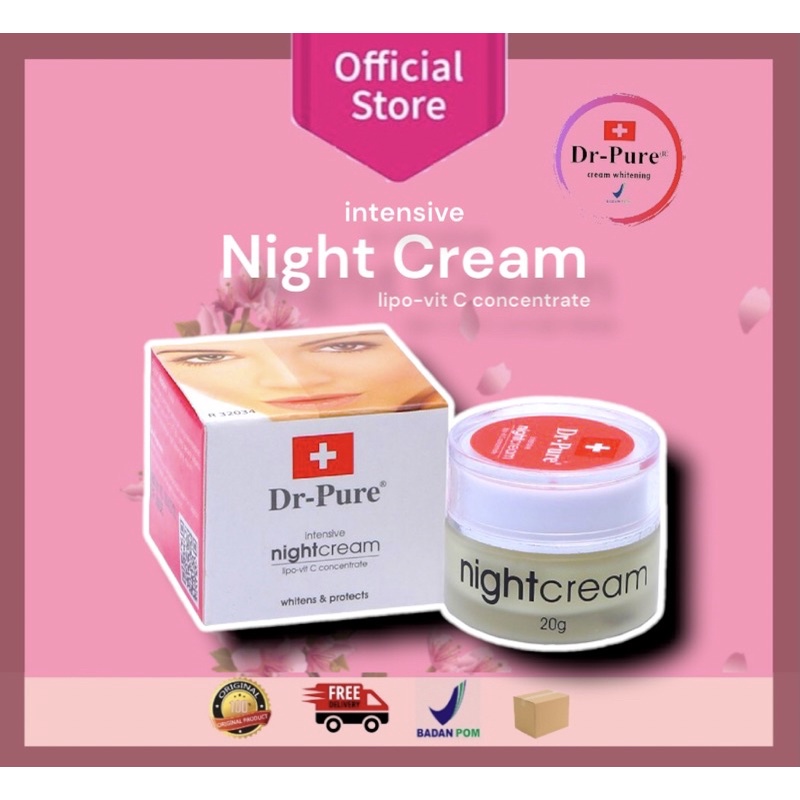 DR-PURE NIGHT CREAM 20gr | pemutih wajah