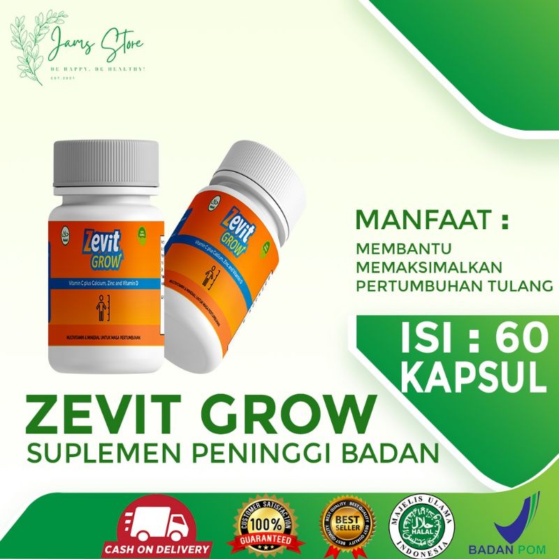 [TERLARIS] ZEVIT GROW PENINGGI BADAN OROGINAL | KAPSUL DAN SUSU | PENAMBAH TINGGI BADAN TERBAIK | ZI