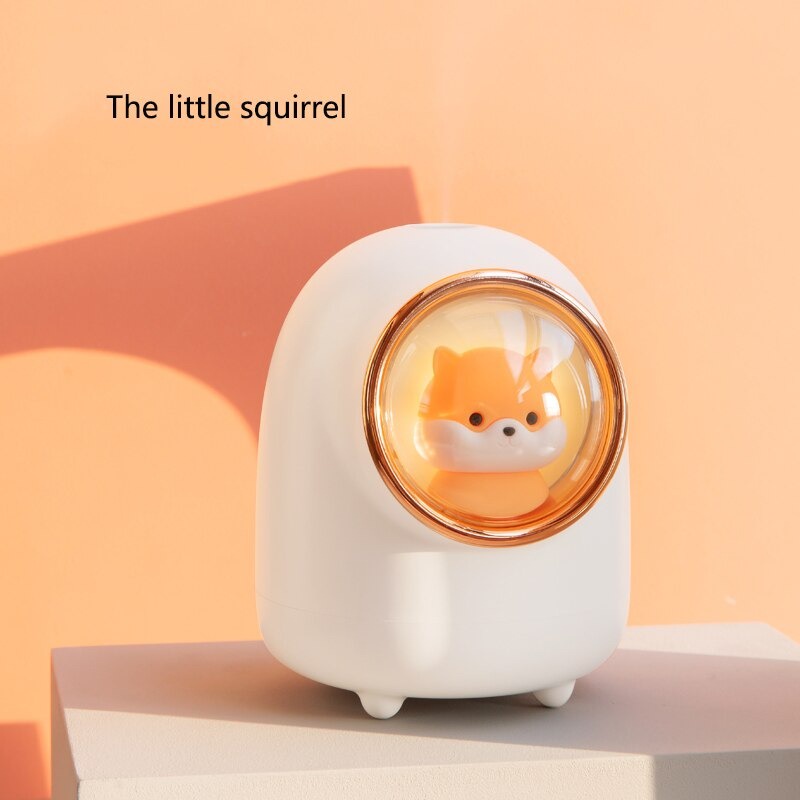 OLOEY Mini Air Humidifier Aromatherapy Oil Diffuser USB Cute Squirrel 1200mAh - M08