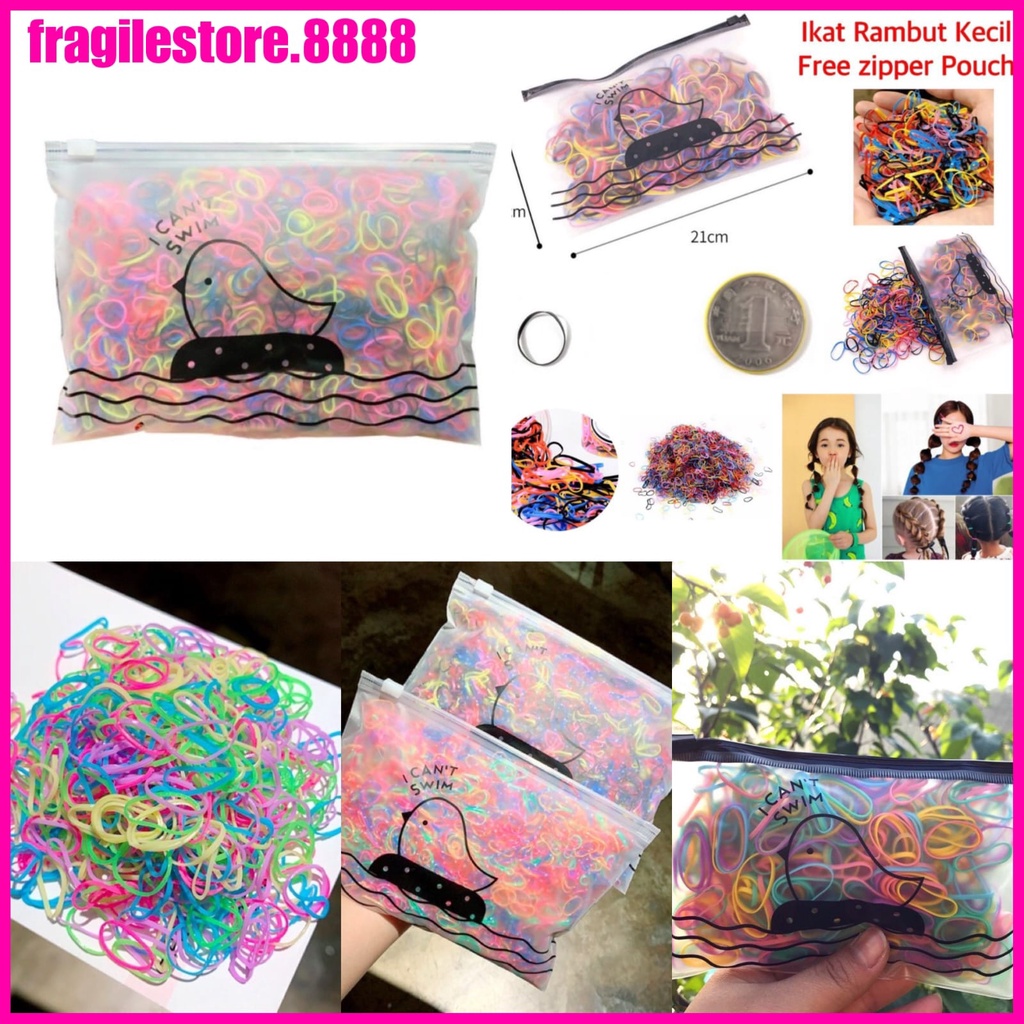 FG KARET IKAT RAMBUT ANAK KECIL ISI 600 POUNCH DOMPET TAS KARET JEPANG