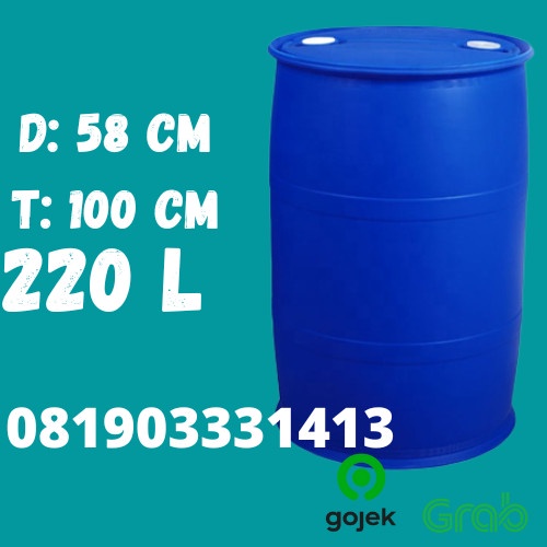 {CityStore} Drum Air Plastik 200 Liter Besar Tempat Sampah Ember Baskom HDPE Tebal - Tutup Kecil Mur