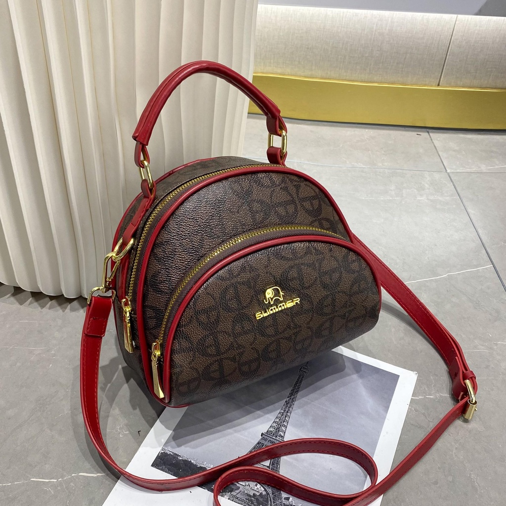 BJ61570 - BLACK/BROWN/RED - TAS SLEMPANG IMUT WANITA FASHION IMPORT MODIS ELEGAN TERMURAH TERLARIS TERBARU BAGSTORE JAKARTA TAS BATAM ZC1570