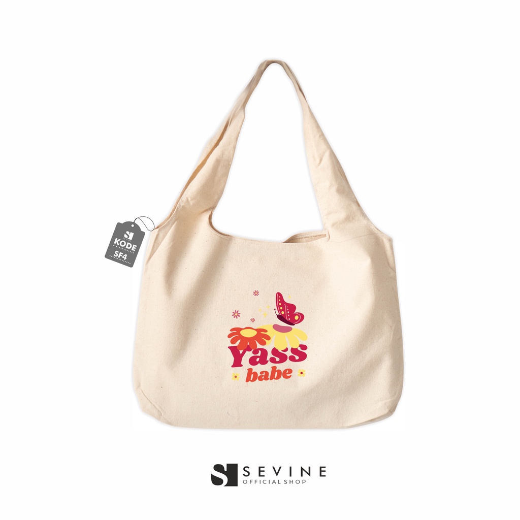 Sevine Tote Bag Kanvas Bonnie Tas Wanita Kuliah Fashion Laptop Totebag Quotes Aesthetic Vintage Pastel Retro Series - SF