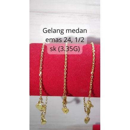 Gelang medan emas asli kadar 24k 92% 1/4 sk, 1/2sk, 1 suku, 2 sk, & 3sk, (1.65, 3.35, 6.7, 10.05, 13