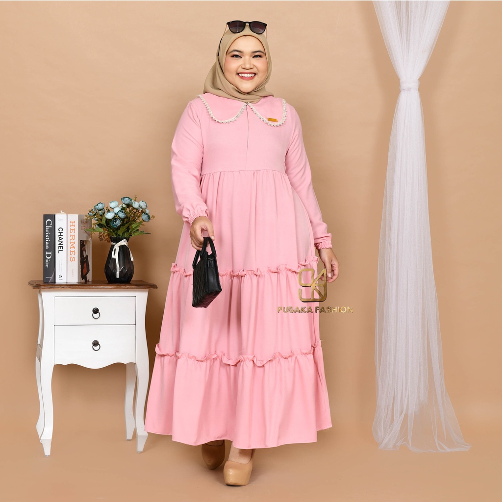 BELA MAXY Gamis perempuan dewasa jumbo pakaian muslim wanita bigsize muat sampai 80kg+ ada size fashion muslimah terbaru long dress kekinian modern murahberkualitas warna putih hitam merah bata hijau army lilac kuning lemon mustard broken white dusty moca