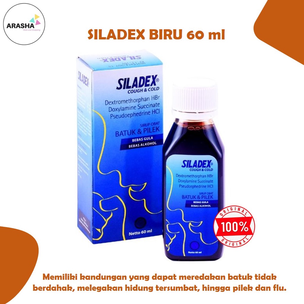 SILADEX BIRU 60 ML Obat Batuk Tidak Berdahak, Hidung Tersumbat, Pilek, Flu