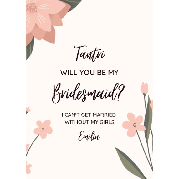 Bridesmaid Card / Kartu Bridesmaid /Bridesmaid kekinian