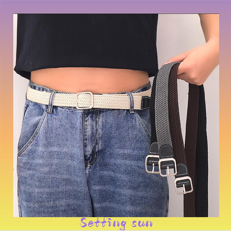 Sabuk Elastis Tenun Tak Terlihat Mulus  Tanpa Lubang Tanpa Punching Pria Wanita Sabuk Serbaguna TN