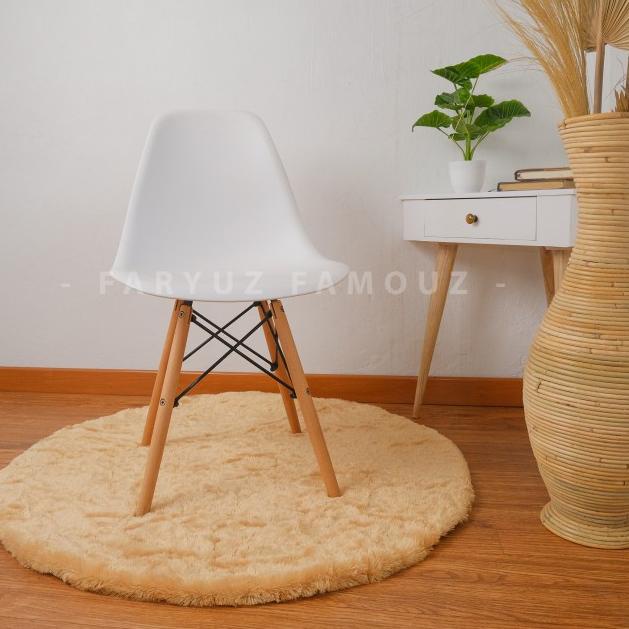 Bagus Banget.. Faryuz - KARPET BULAT [ANTI SLIP] 100cm + Busa Bulu Rasfur Lembut Tikar/Alas Meja/Kur
