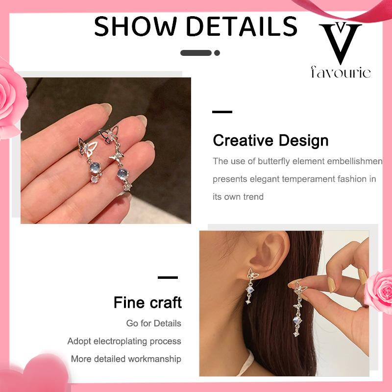 CODS925 Anting Rumbai Kupu-kupu Asimetris Perak Desain Mewah Anting Premium Sense-FA