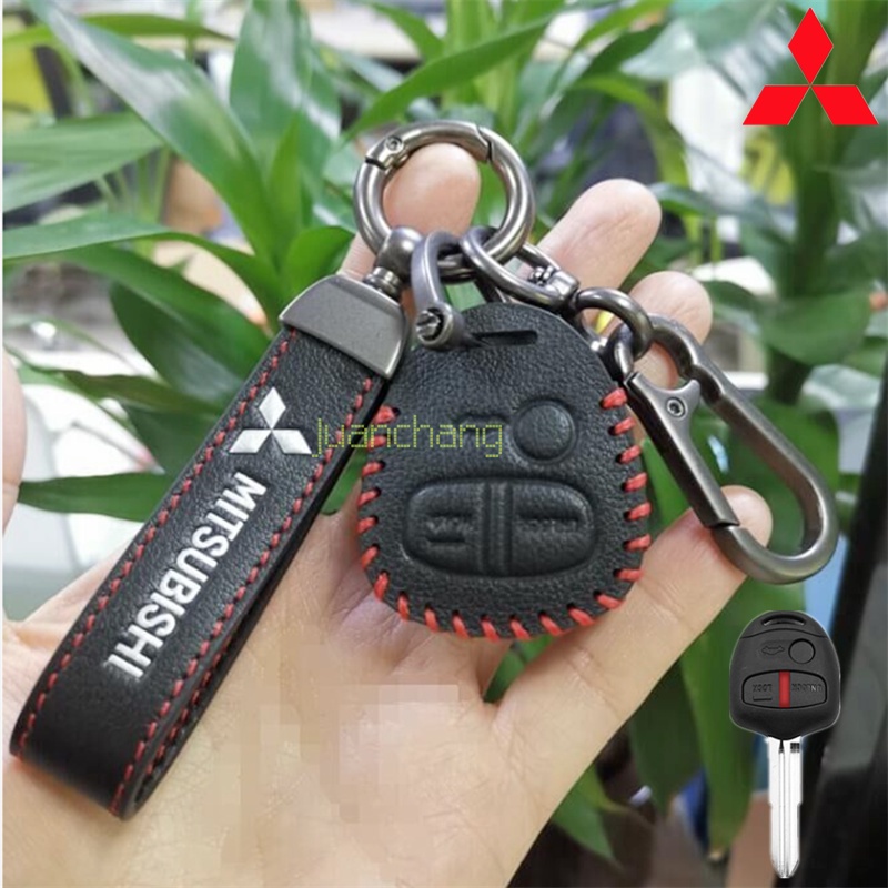 Sarung Kunci Mobil Mitsubishi Key Cover Key Holder Kulit Remote Fob Case Untuk Mitsubishi Lancer EX Evolution Outlander Pajero Sport/Trinton ASX Galant Pajero Grandis Mirage Remote Aksesoris Kunci Mobil