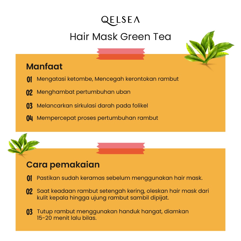 Masker Rambut Green Tea Hair Mask Smoothing Care Nutrisi Natural Matcha Herbal Aroma Teh Hijau Alami Agar Melembabkan Mengurangi Rontok dan Berminyak 250 gr QBAST