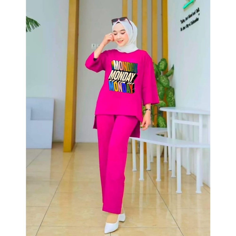 Setelan Tunik Monda / Set Blouse Senyawa Wanita