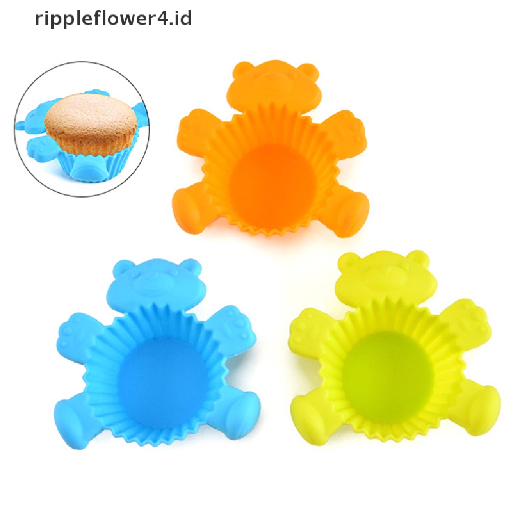 {rippleflower4.id} 1pcs Cetakan Kue Silikon Beruang Kartun Mini Cupcake Baking Mold DIY Kitchen Tools~