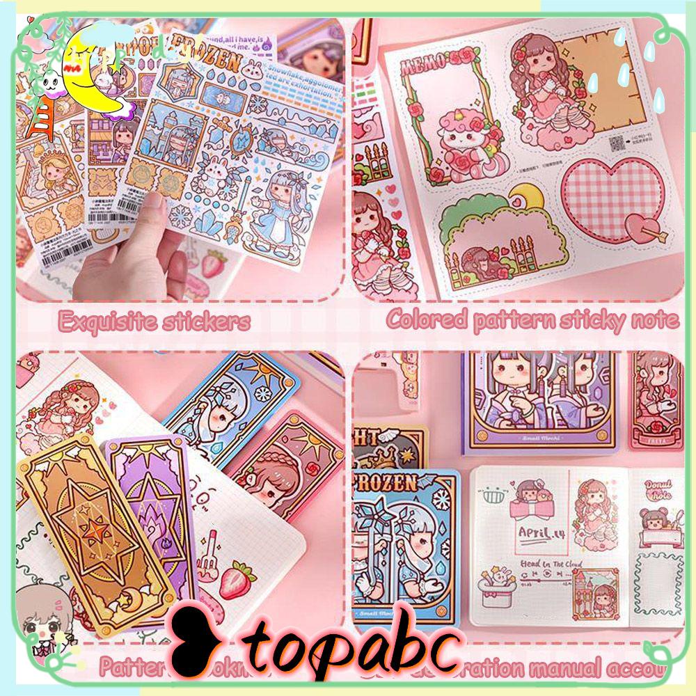 Top Hand Ledger Set Kreatif Notepad Gadis Jantung Stiker Tape Bahan Buku Diary