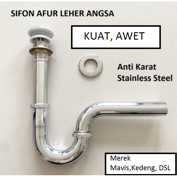 Sifon Afur Pipa Pembuangan Air Washtafel Wastafel Saringan Leher Angsa Stainless Steel SUS304 SS SUS 304