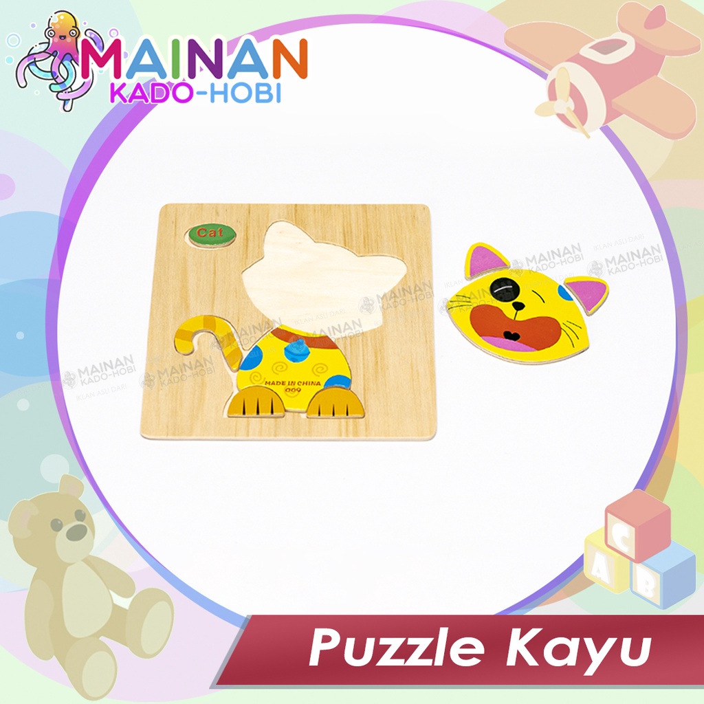 PUZZLE TOYS MAINAN ANAK EDUKASI KARAKTER HEWAN CAT KUCING