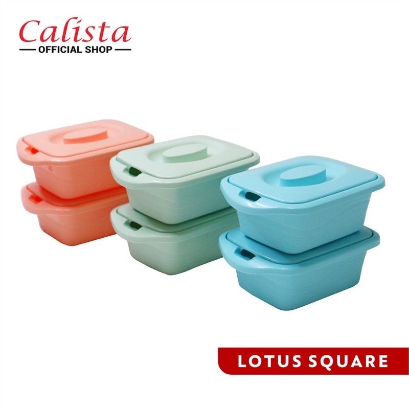 Wadah Saji Makanan Calista Lotus Square 700 ml Set 2 Pcs