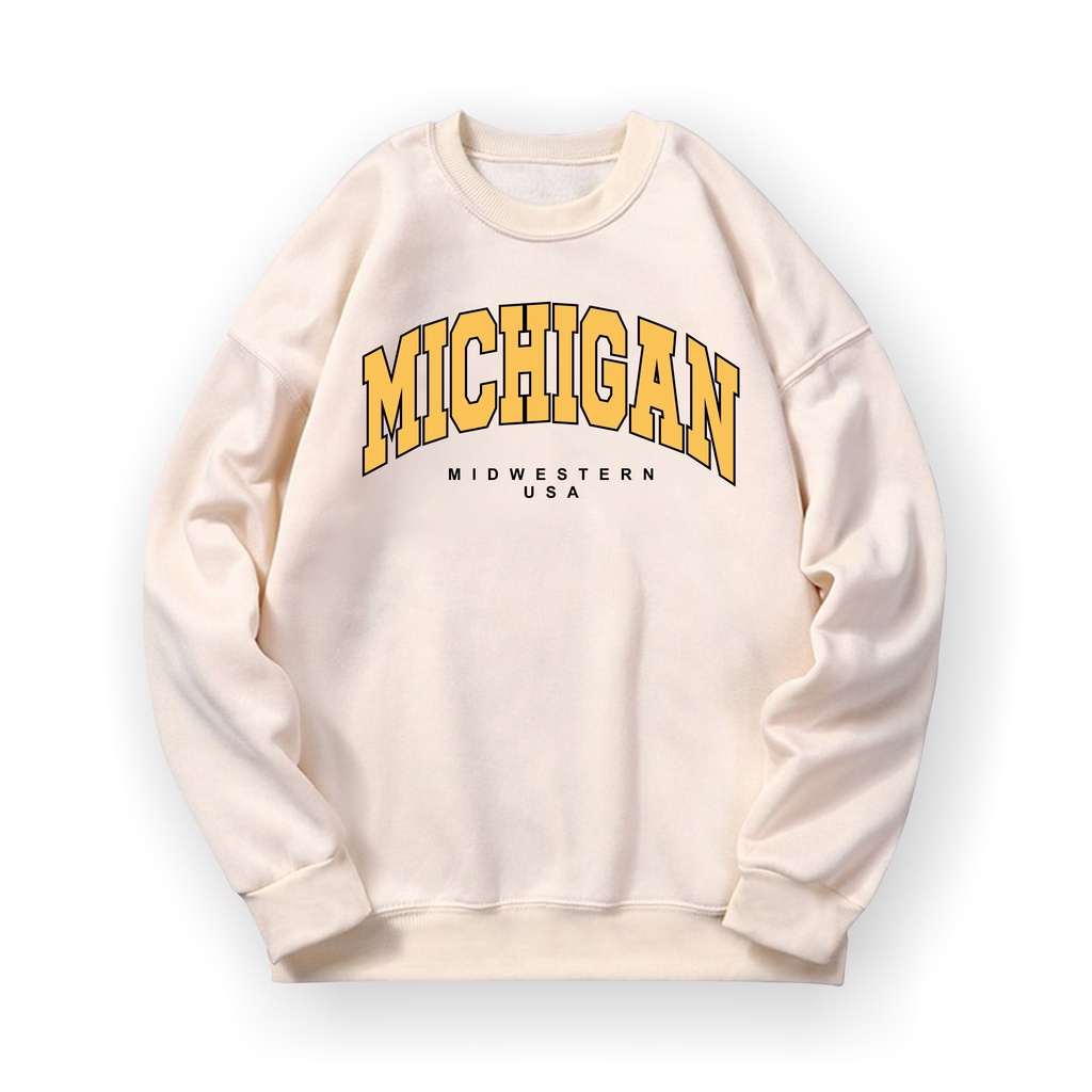 MICHIGAN USA Sweatshirt Basic II Sweater Crewneck Print DTF II Sz M - XL Anak &amp; Dewasa ( Pria &amp; Wanita )