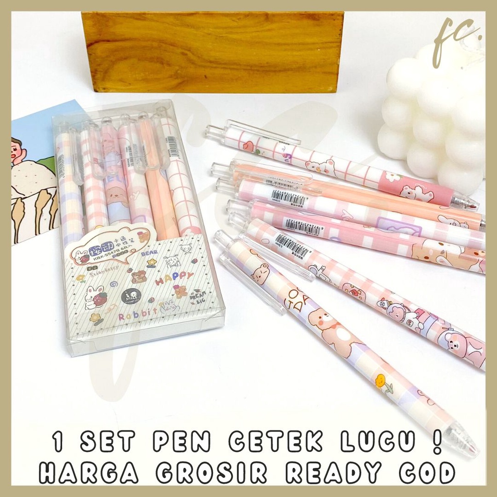 

1 Set Pack (6 Pcs) Mechanical Pen / Pulpen Cetek Gel Tinta Warna Pastel Kartun Sweet Brown Teddy Bear Beruang Cute Pink Lucu Souvenir Hadiah Anak Harga Grosir Ready COD