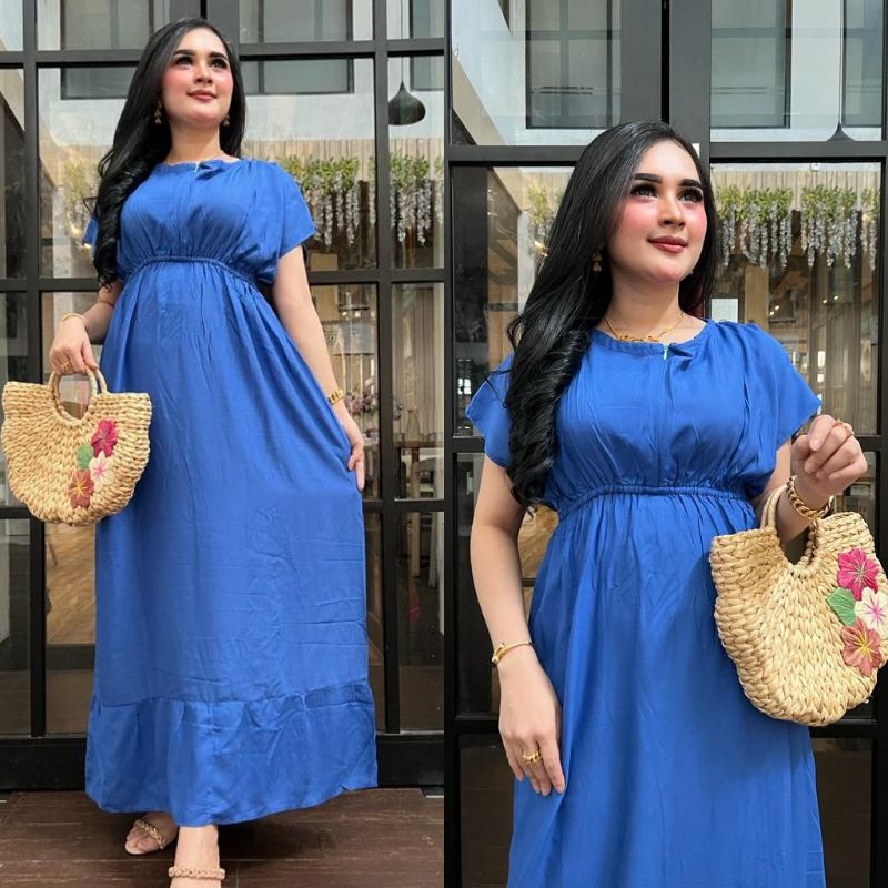 DRESS MANOHARA REMPEL RESLETING PANJANG POLOS