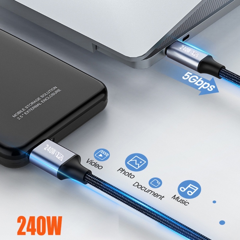 Zzz 240W Tipe C Ke Tipe-C USB C 5A 48V Fast Charging Charger Wire Cord 0.5M/1M/2M