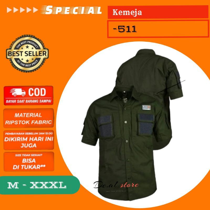 Kemeja 5.11 Lengan pendek Bahan Tebal Kemeja Tactical PDL Lapangan