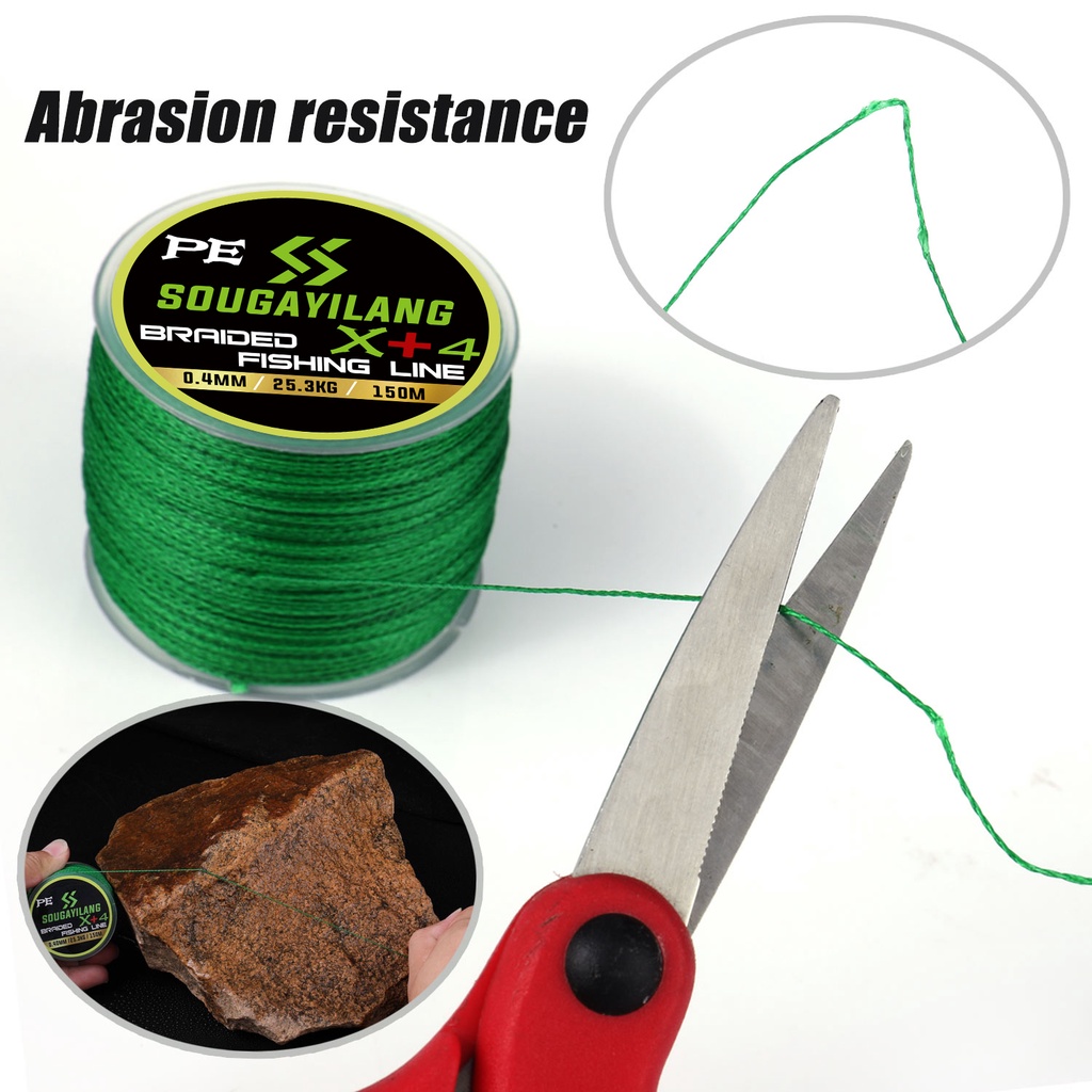 PE 4 Strands Braid Fishing Line 150M 3 Warna Kekuatan Super Kuat Dikepang 0.6-6.0 # Pancing