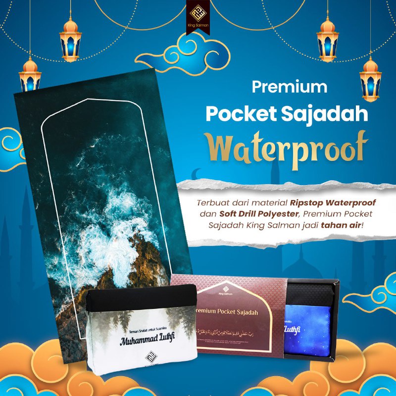 Sajadah premium sejadah travel traveling sajadah couple gratis custom nama waterproof nature edition