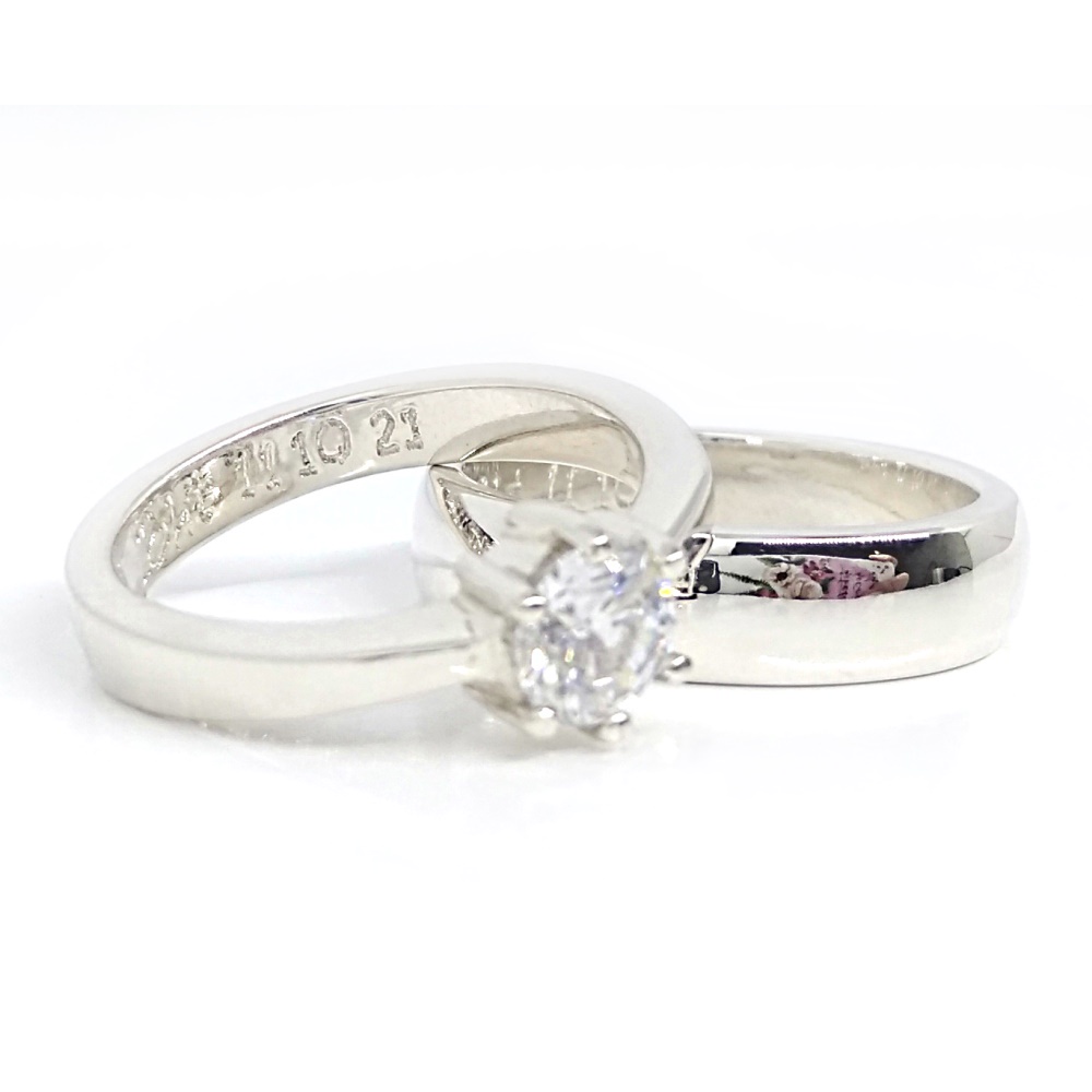 Cincin Nikah Couple Perak Asli Ukir Nama A153