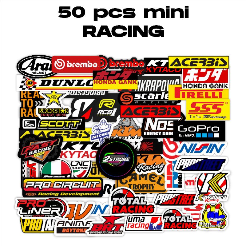 

50PCS STIKER MINI RACING MOTORR KECE PARAH GAMBAR SESUAI BAHAN GRAFTAC WATERPROOF HIGH QUALITY