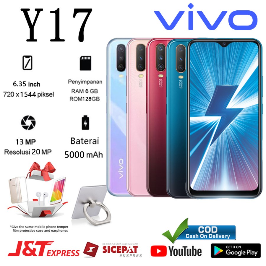 HP VIVO Y17 Ram 6/128GB Smartphone 6.35 inches 20MP+13MP Handphone
